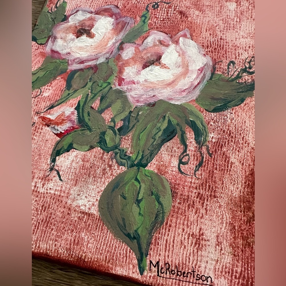 “True Love” ❤️ Original Acrylic Floral Red Rose Painting Art signed 2024 8 x 10” - Picture 4 of 4